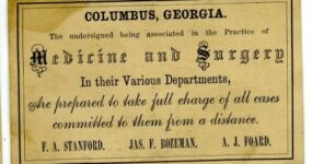 Stanford, Bozeman, Foard business card, ca. 1870