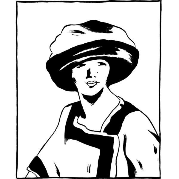 Lady Wearing Hat Coloring Page
